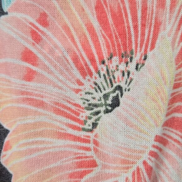 Oddi NWT Gray Floral Jersey Knit Dress Surplice Kimono Sleeve Soft Comfy Casual - Picture 7 of 15